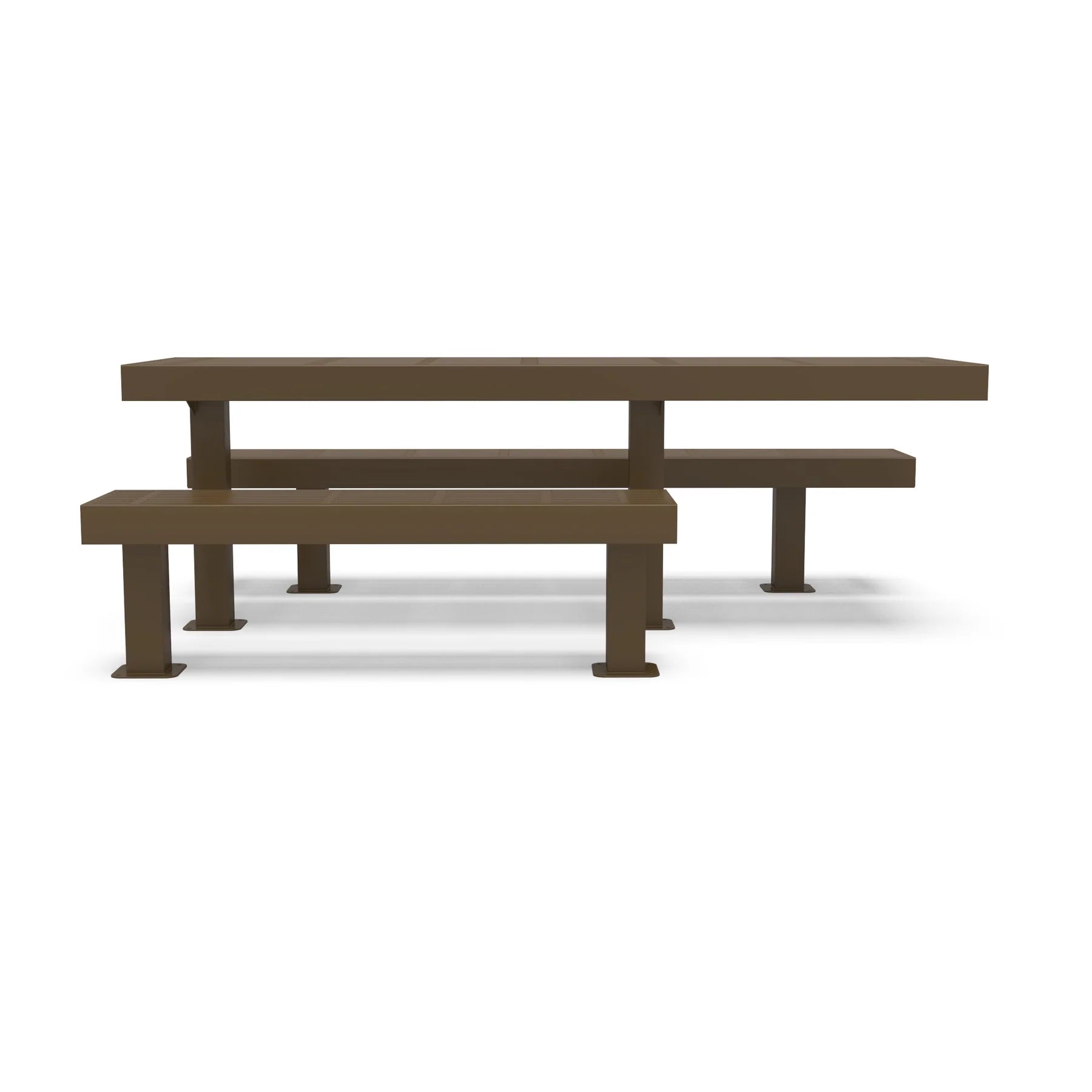 Brown Wabash Valley Designer Traditional Metal Picnic Table with ADA Seat Second Angle