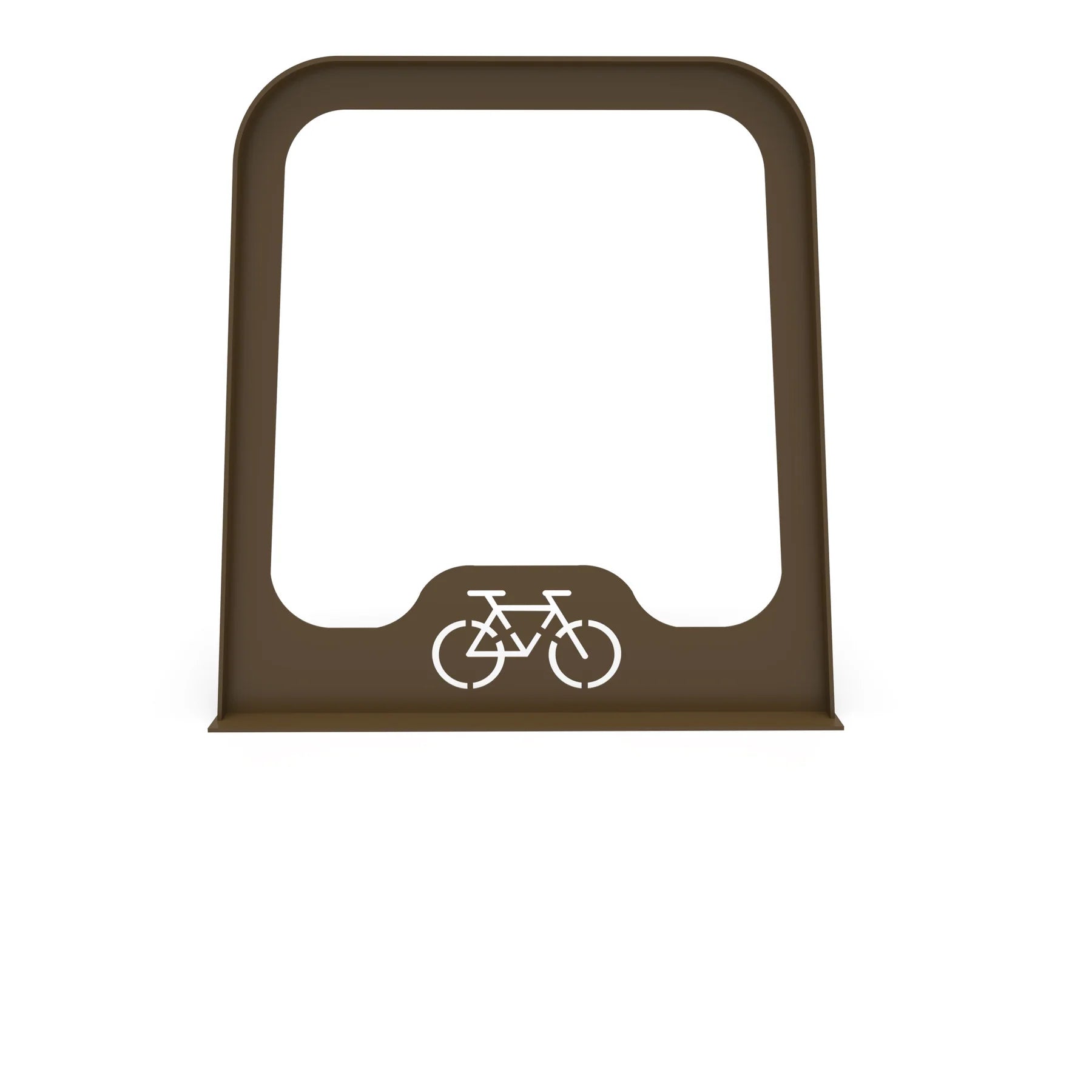 Brown Wabash Valley Designer bike rack, decorative bike rack in powder coated steel for courtyards and plazas
