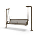 Brown Wabash Valley Estate Diamond Swing Bench, plastisol-coated steel seat on inground posts, heavy duty swing frame set in concrete