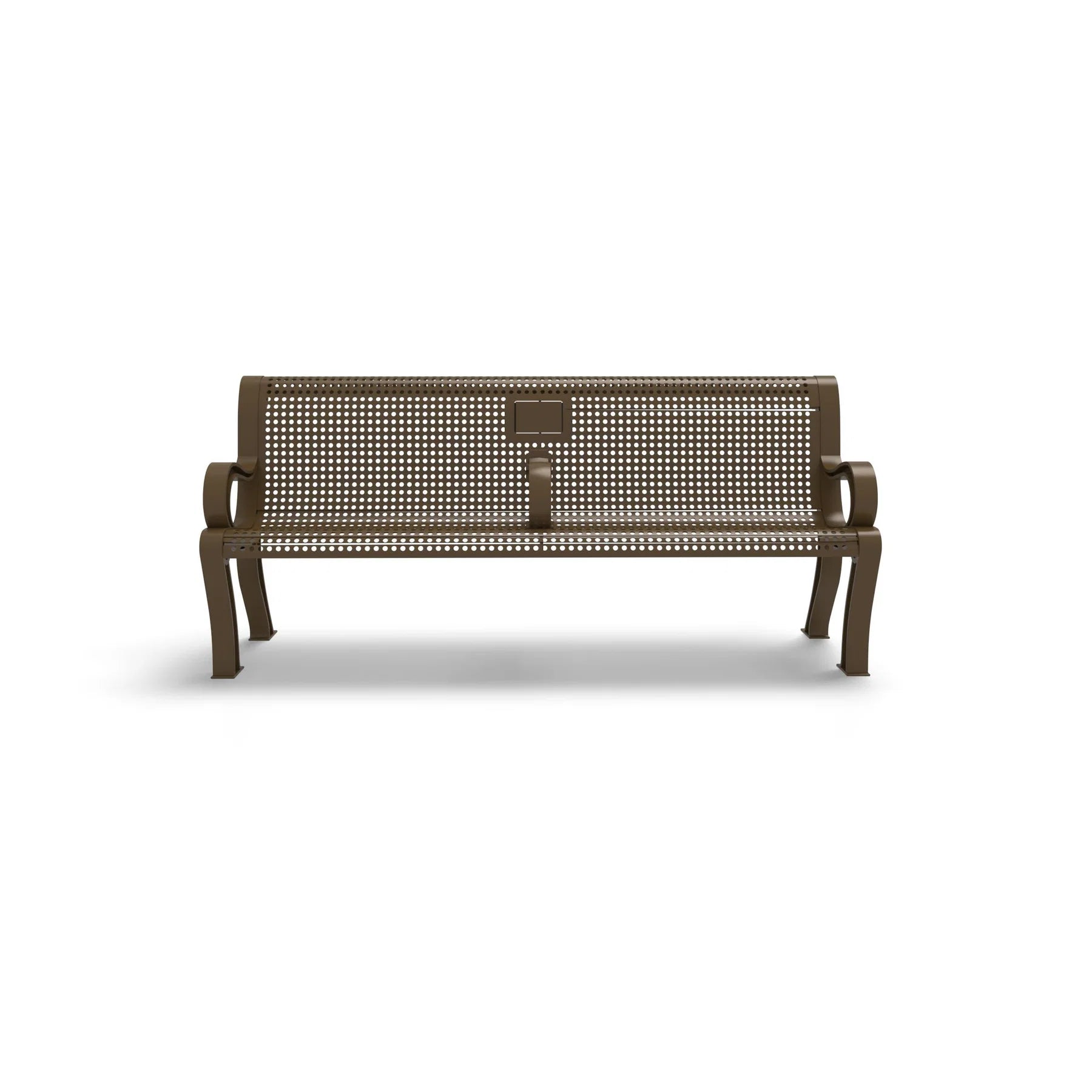 Brown Wabash Valley Estate Perforated Memorial Bench, remembrance bench with a 5-year warranty