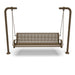 Brown Wabash Valley Estate Perforated Swing Bench, front view, plastisol-coated steel seat on inground posts, outdoor swing for adults