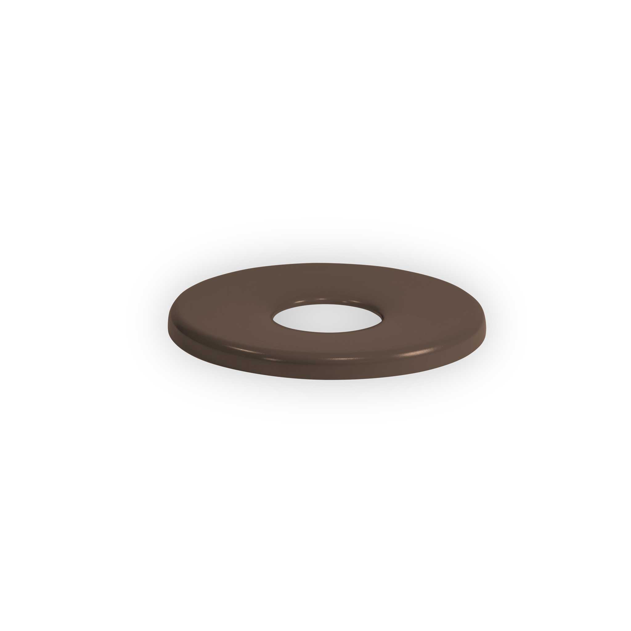 Brown flat top trash receptacle lid with an 8 inch opening, powder-coated steel, Wabash Valley model FT100N