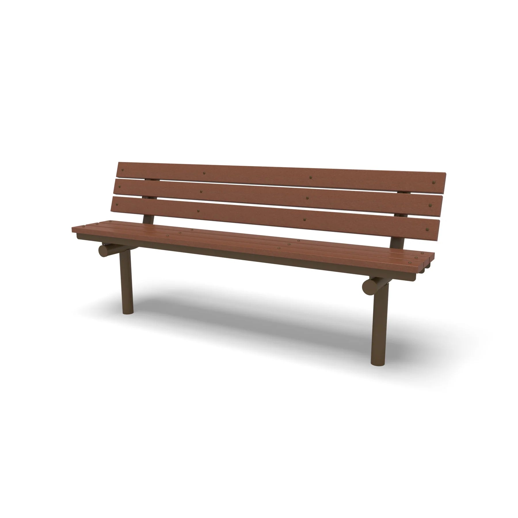 Brown Wabash Valley Rinnova Recycled Plastic Bench with Cedar planks, Inground mount, commercial outdoor benches