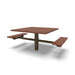 Brown Wabash Valley Rinnova Square Picnic Table, 2 Seats + 2 Wheelchair Spaces, Inground, Cedar recycled plastic planks, outdoor restaurant table