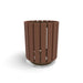 Brown Wabash Valley Rinnova Trash Receptacle, Cedar Slats, recycled plastic planks on a brown powder-coated steel frame, model RV300G, trash can with liner