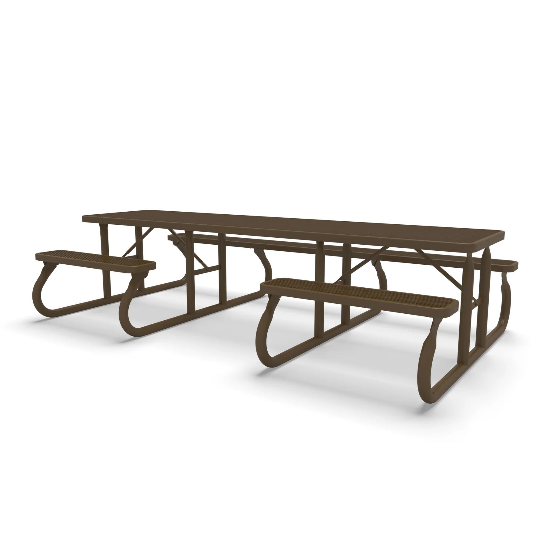 Brown Wabash Valley Signature Side by Side ADA Accessible 10 ft Diamond Portable Picnic Table in plastisol-coated steel, an ADA accessible 10 ft picnic table