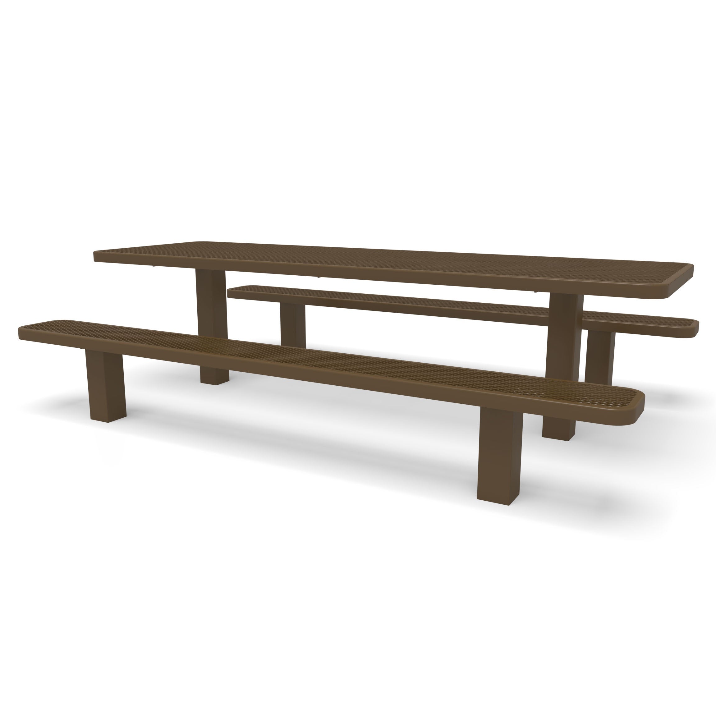Brown Wabash Valley Signature Multi-Pedestal 8 ft Diamond Inground Picnic Table in plastisol-coated steel, model SG206D, permanent picnic table