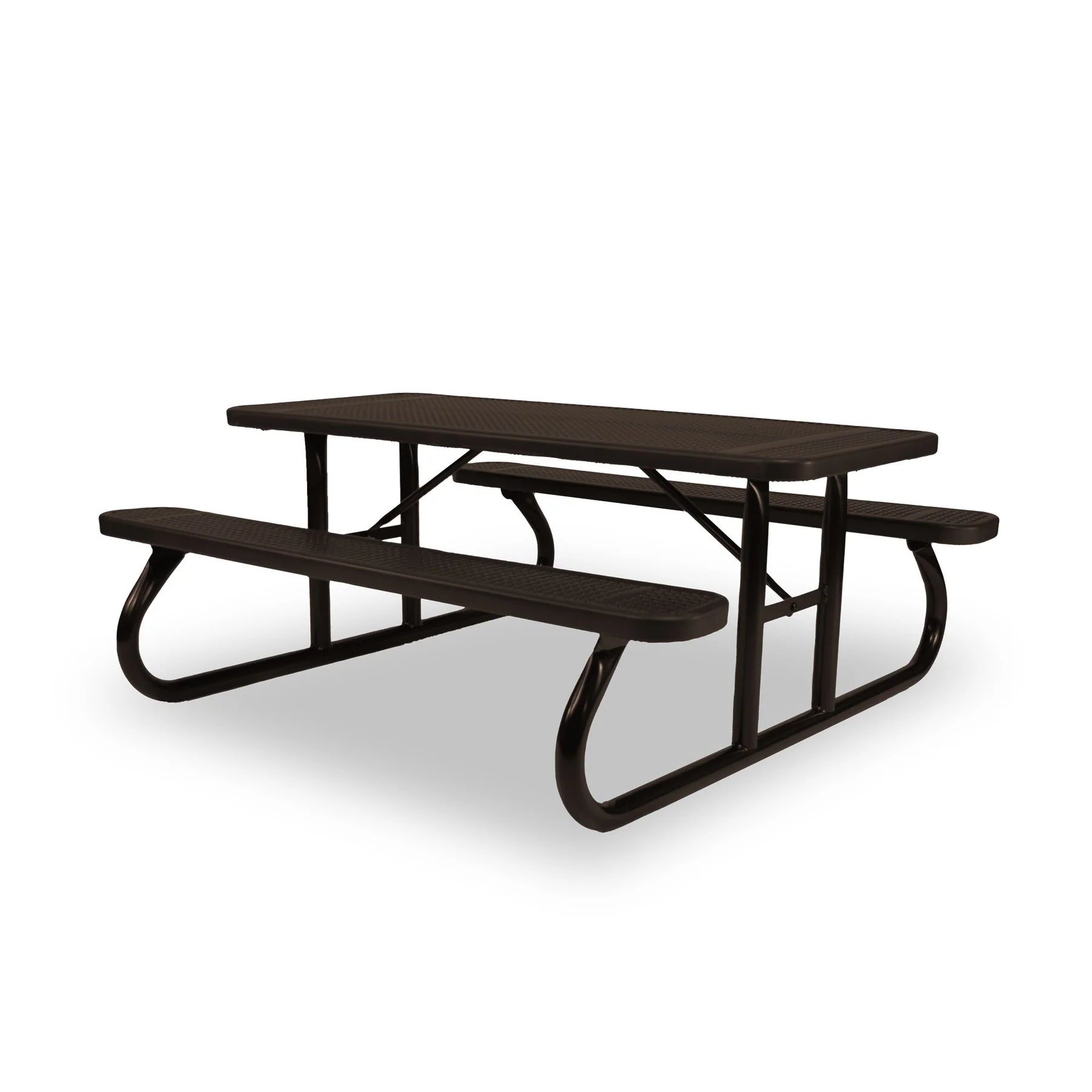 Brown Wabash Valley Signature Portable Picnic Table, brown top, seats and frame, 6' Standard, Perforated pattern, 6 foot picnic table