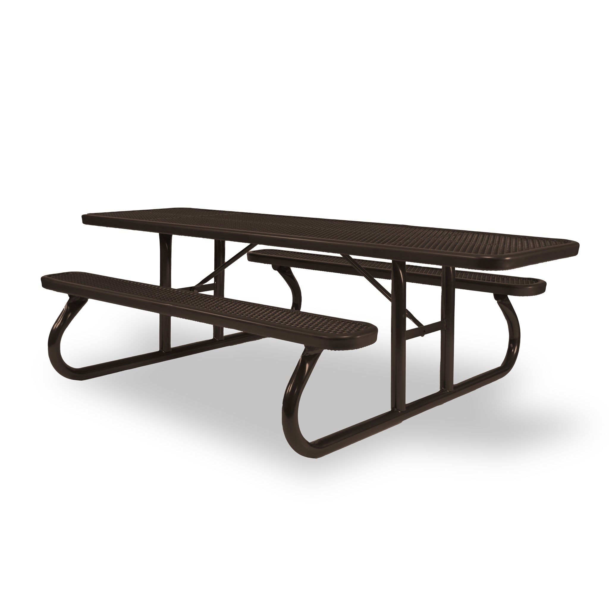 Brown Wabash Valley Signature Portable Picnic Table, brown top, seats and frame, 8' ADA Accessible, Diamond pattern, lunch tables for schools