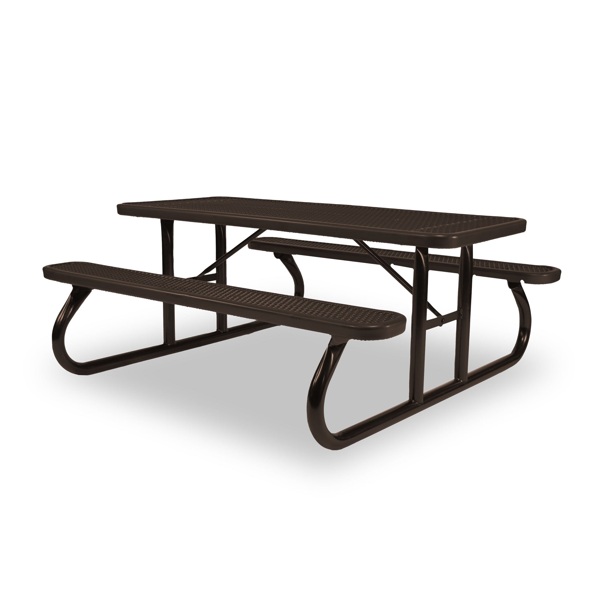 Brown Wabash Valley Signature Portable Picnic Table, brown top, seats and frame, Standard seating, Diamond pattern, lunch tables for schools