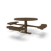 Brown Wabash Valley Signature Round Pedestal Picnic Table, Diamond, Standard - ADA Accessible - Surface Mount, in plastisol-coated steel, model SG249D, commercial patio furniture