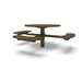 Brown Wabash Valley Signature Round Pedestal Picnic Table, Perforated, Standard - ADA Accessible - Inground, in plastisol-coated steel, model SG250P, commercial patio furniture