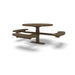 Brown Wabash Valley Signature Round Pedestal Picnic Table, Perforated, Standard - ADA Accessible - Surface Mount, in plastisol-coated steel, model SG249P, commercial patio furniture