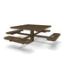 Brown Wabash Valley Signature Square Pedestal Picnic Table, Diamond, Standard - 4 Seats - Inground - 46 Inch, in plastisol-coated steel, model SG230D, patio furniture for business