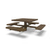 Brown Wabash Valley Signature Square Pedestal Picnic Table, Perforated, Standard - 4 Seats - Inground - 40 Inch, in plastisol-coated steel, model SG215P, 40 inch square table