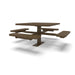Brown Wabash Valley Signature Square Pedestal Picnic Table, Perforated, Standard - 4 Seats - Surface Mount - 46 Inch, in plastisol-coated steel, model SG229P, outdoor eating tables