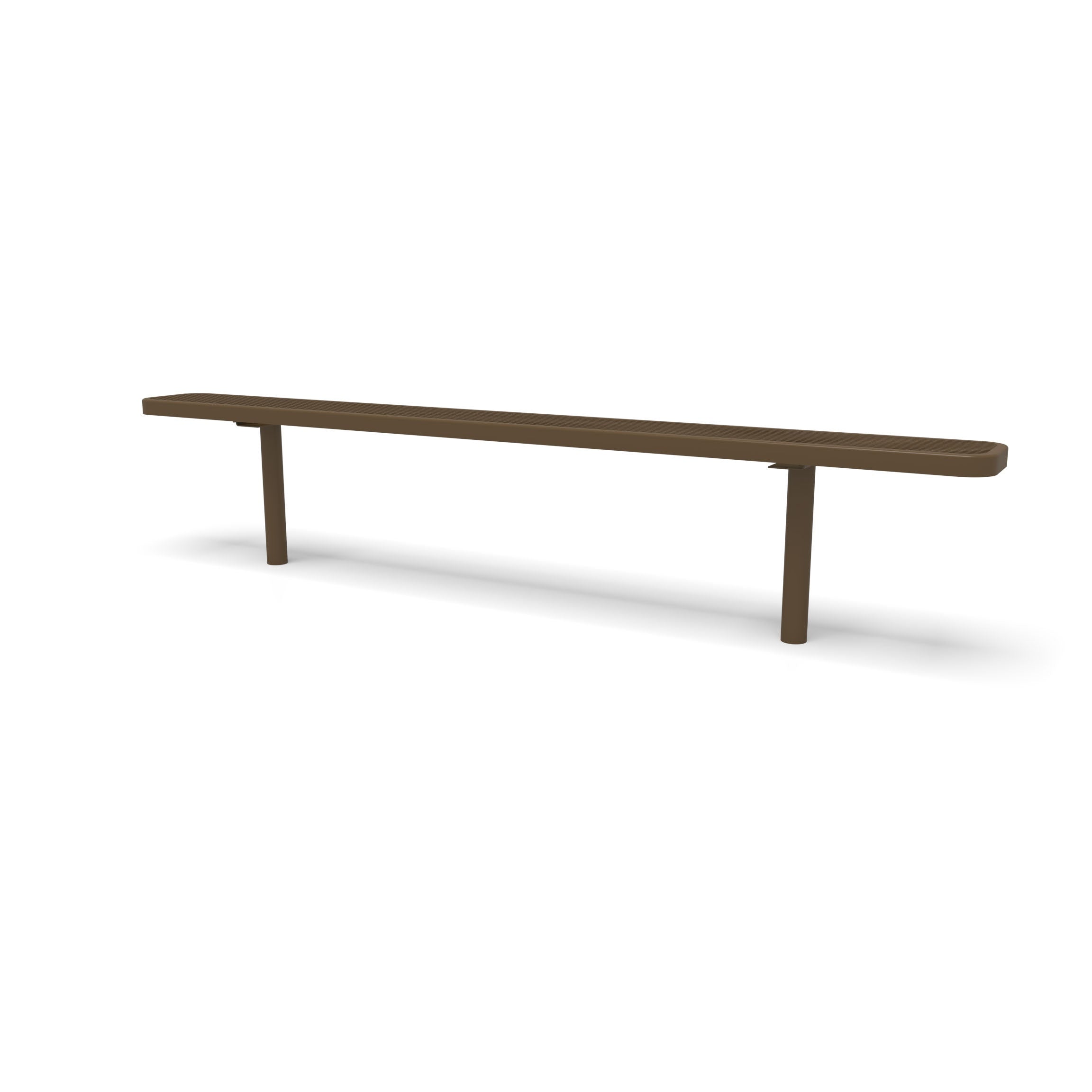 Brown Wabash Valley Signature Steel Backless Bench, Diamond, 8' Inground posts, solid brown, plastisol-coated steel, 8 foot bench