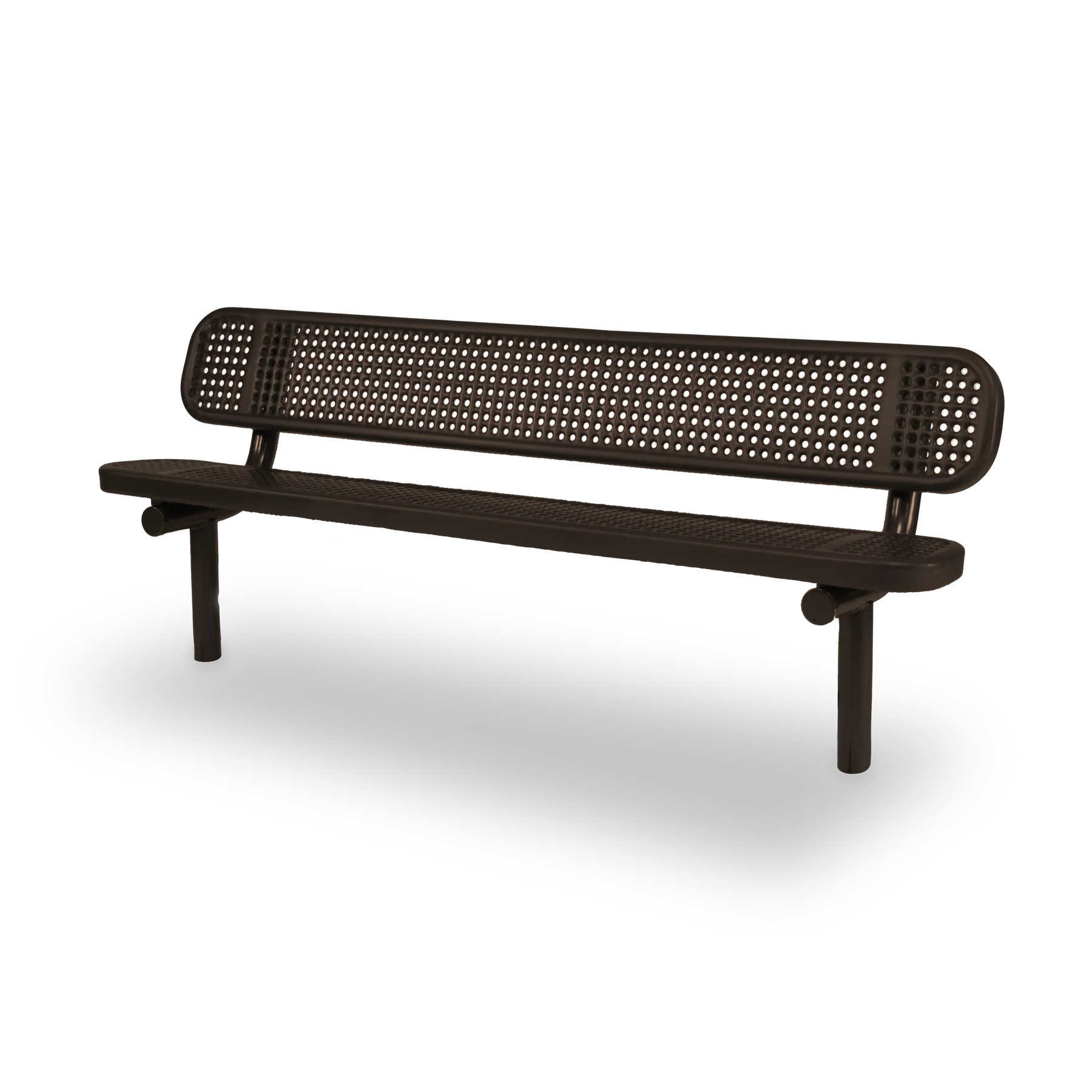 Brown Wabash Valley Signature Steel Bench, Perforated seat and back, Inground legs, inground bench