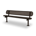 Brown Wabash Valley Signature Steel Bench, Perforated seat and back, Surface Mount base plates, outdoor metal bench