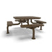 Brown Wabash Valley Spyder Octagon 46 inch Picnic Table, Perforated plastisol coated steel, 4 attached seats, model SY125P, octagon shaped picnic table