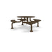 Brown Wabash Valley Spyder Round Picnic Table, Diamond plastisol coated steel, 4 attached seats, model SY110D, 46 inch round table