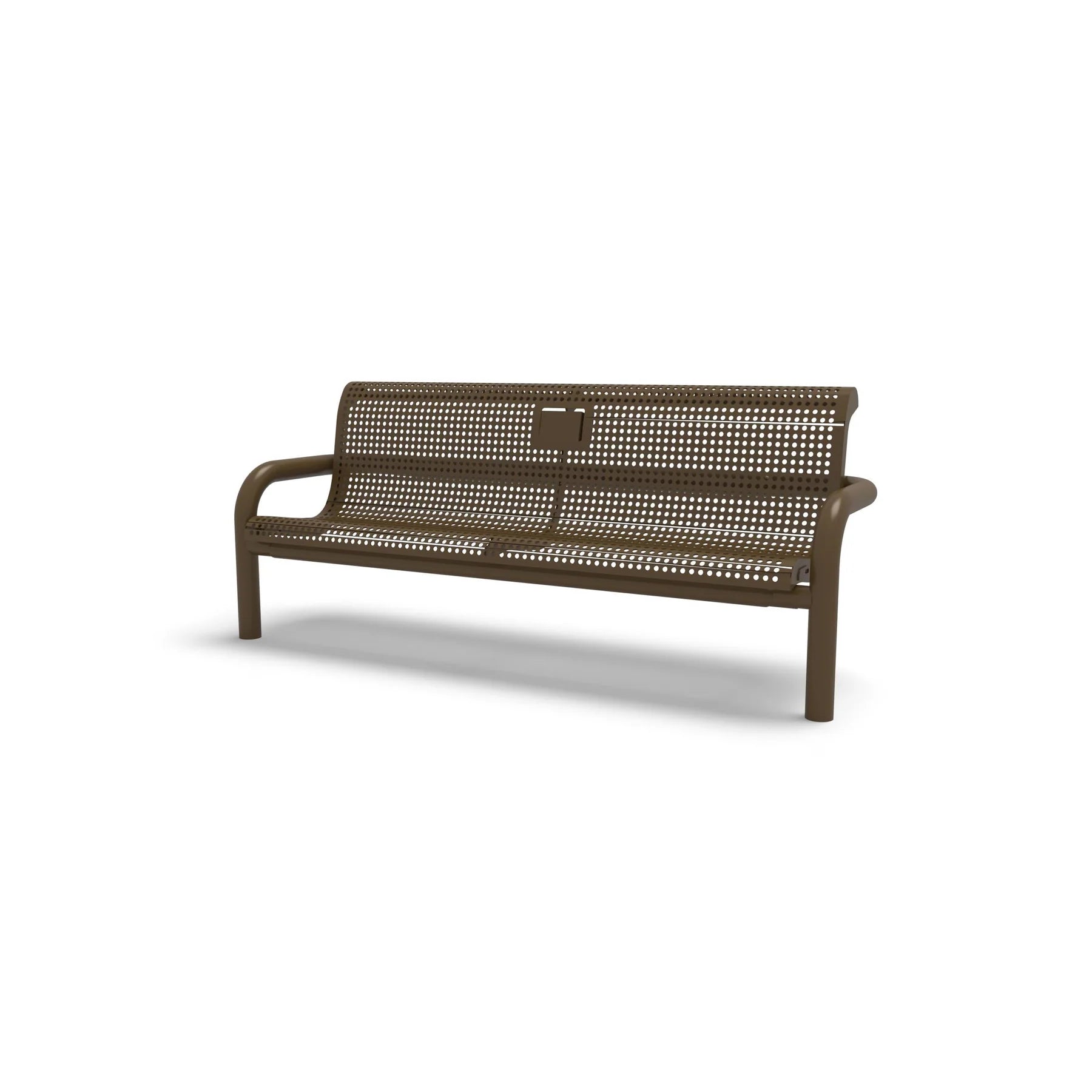 Brown Wabash Valley Contemporary Perforated steel Memorial Bench with Inground Mount studio image