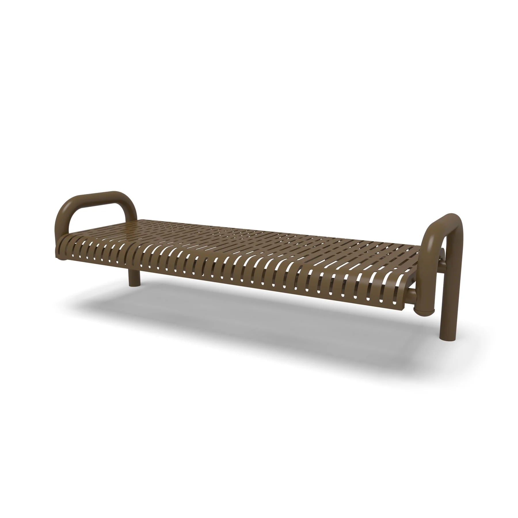 Brown Wabash Valley Contemporary Ribbed Steel Backless Bench with Inground Mount Studio Image