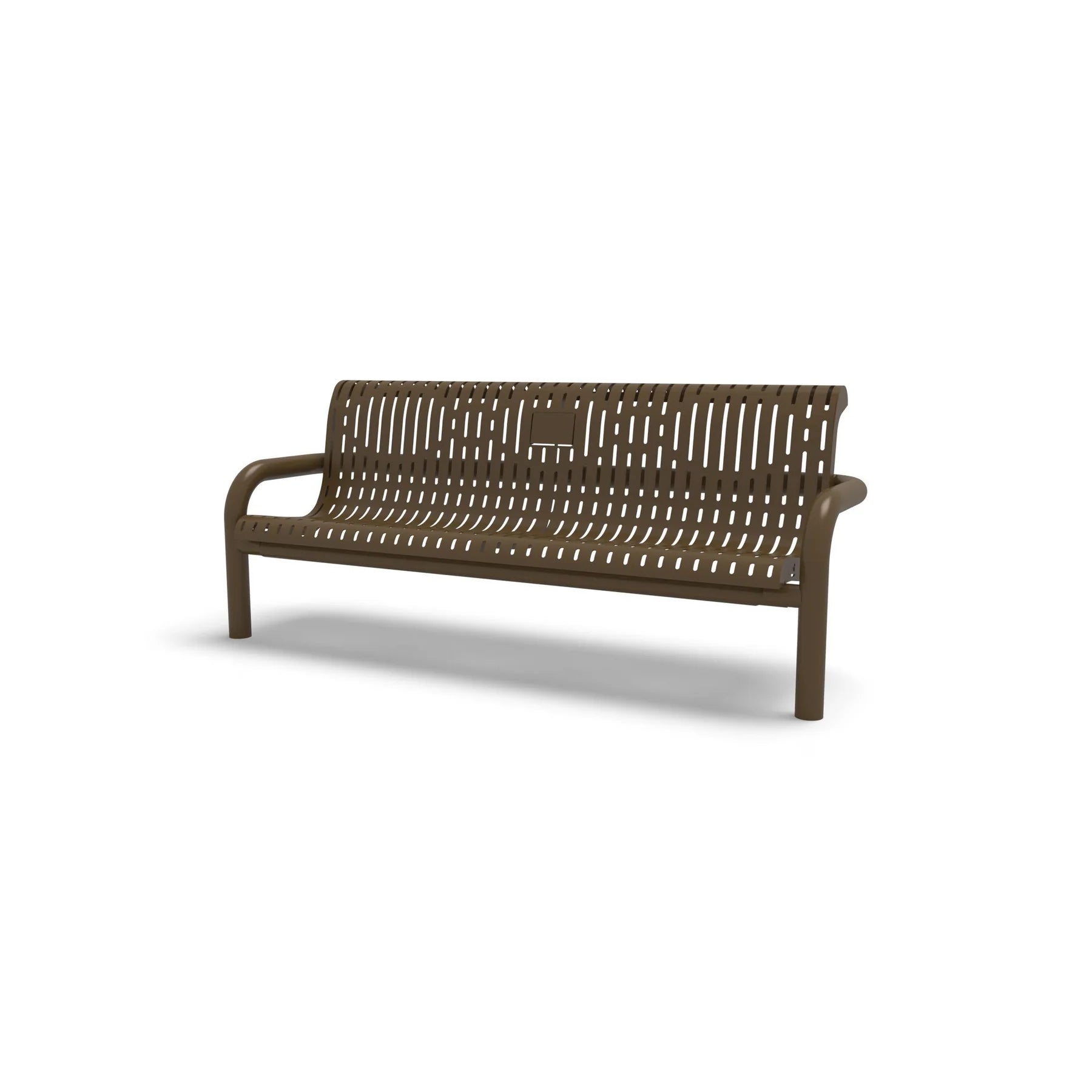 Brown Wabash Valley Contemporary Ribbed steel Memorial Bench with Inground Mount studio image