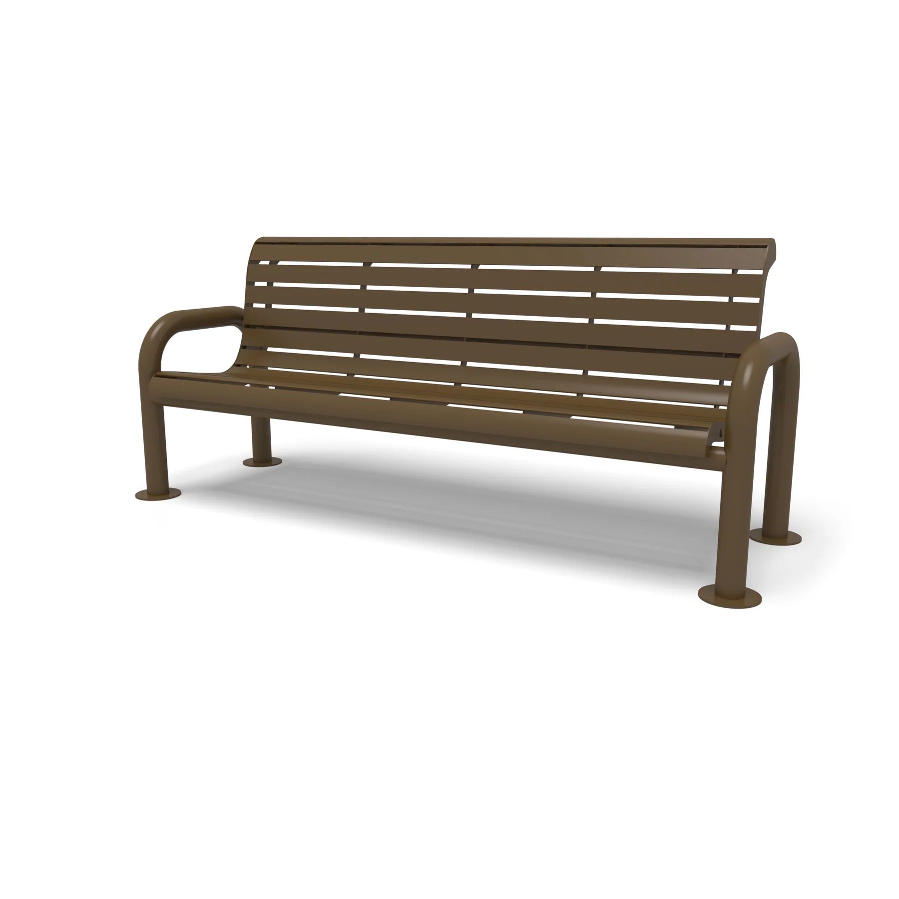Brown Wabash Valley Contemporary Slatted Steel Bench Surface Mount Studio Image
