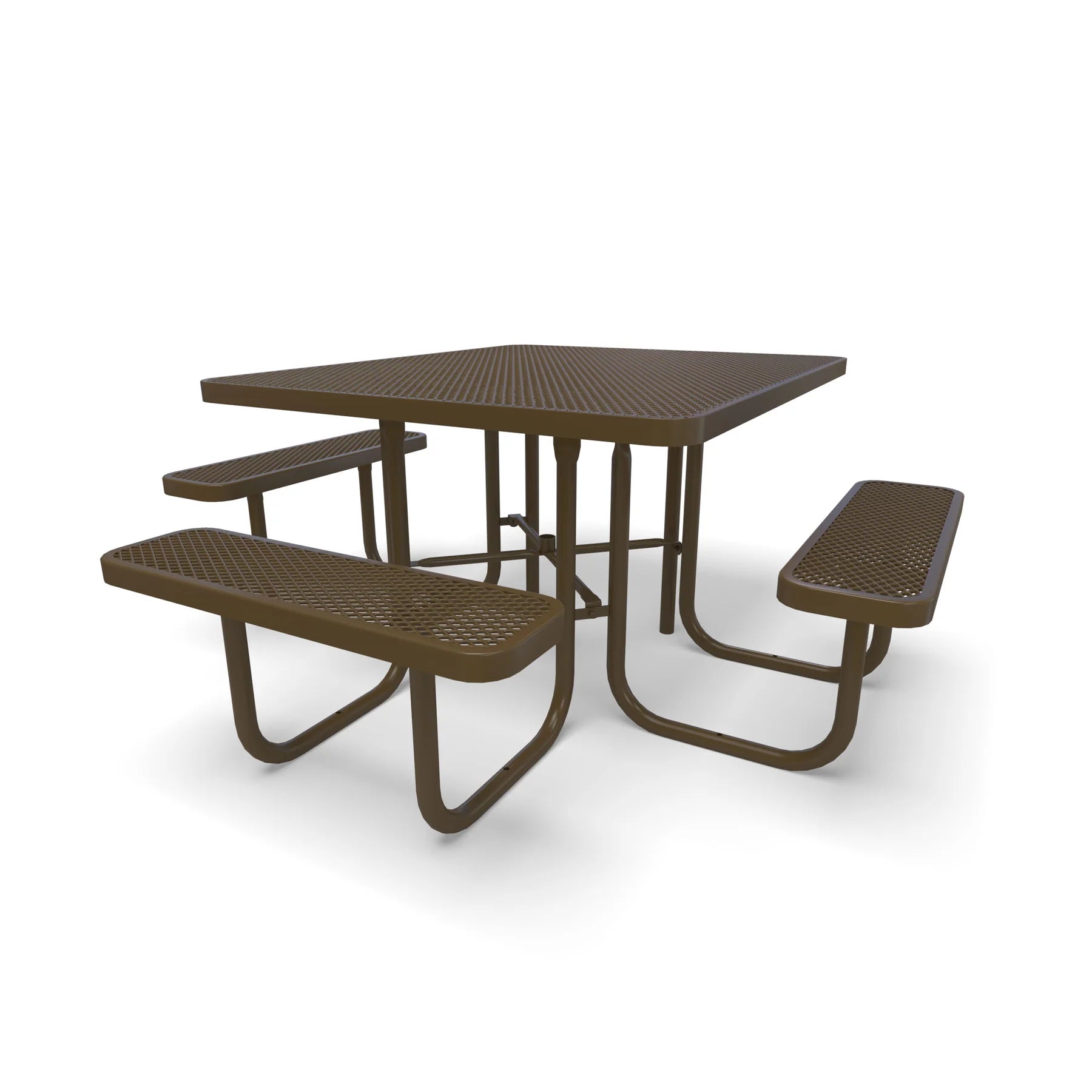 Brown Wabash Valley Signature Square Diamond Metal Portable Picnic Table with ADA Accessible Seating