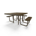 Brown Wabash Valley Signature Square Diamond Metal Portable Picnic Table with ADA Accessible Seating