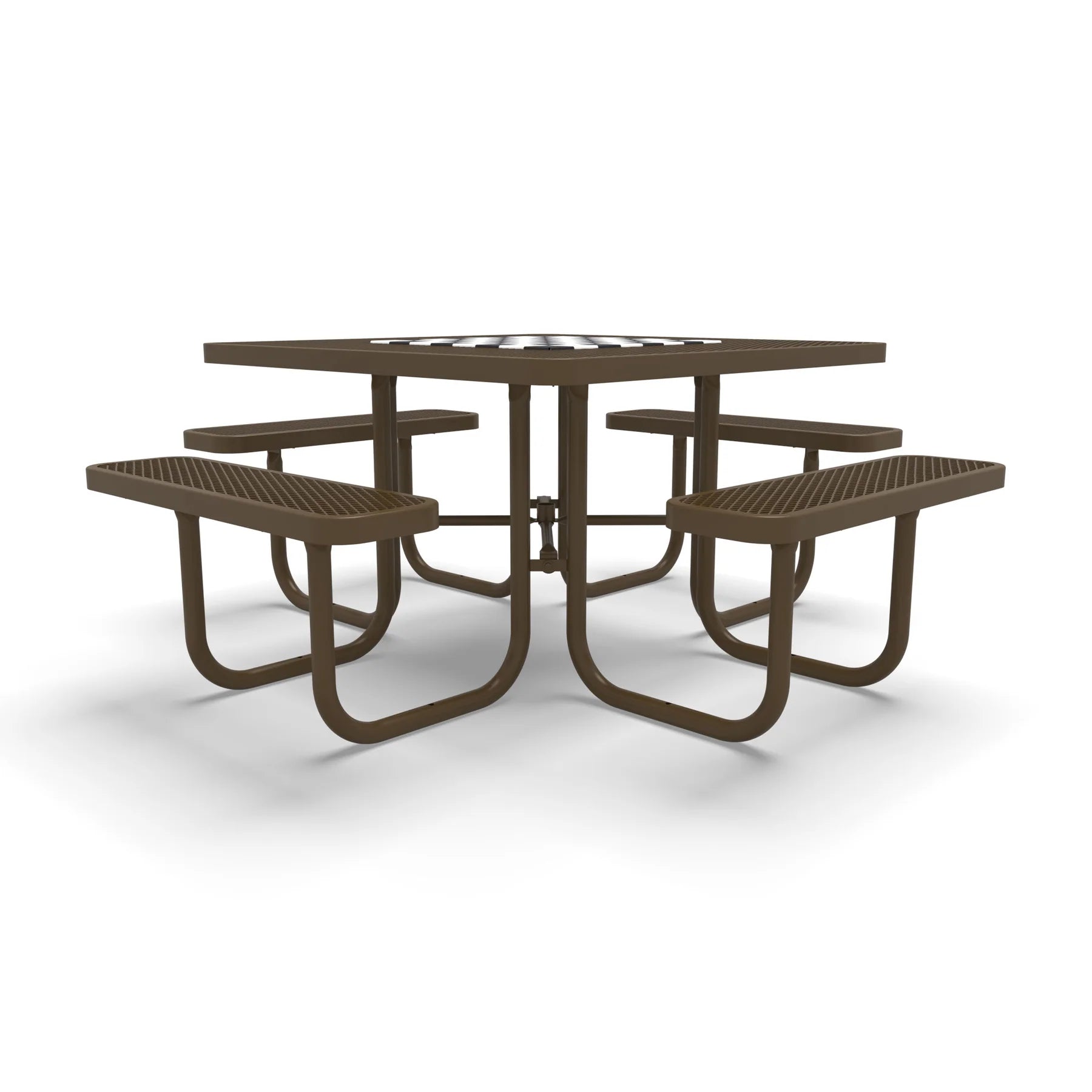 Brown Wabash Valley Signature Square Diamond Metal Portable Picnic Table with Chessboard Top