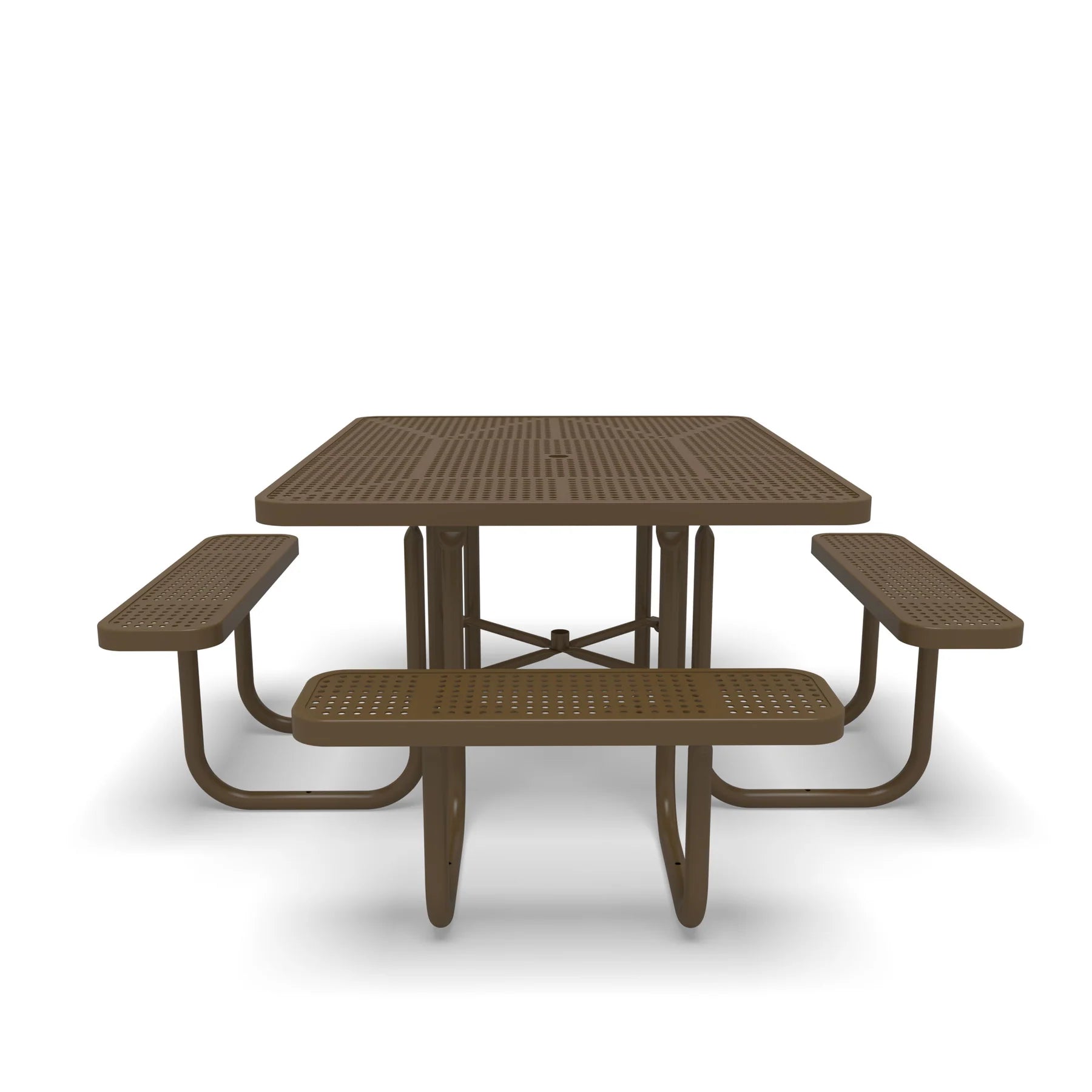 Brown Wabash Valley Signature Square Perforated Metal Portable Picnic Table with ADA Accessible Seating