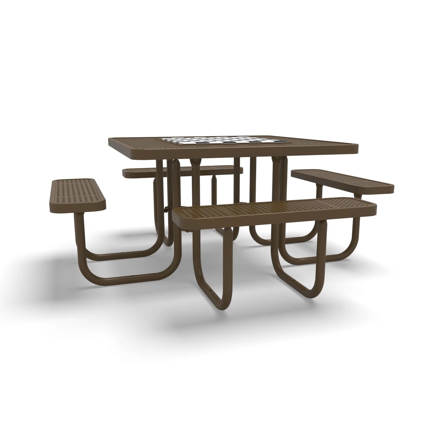 Brown Wabash Valley Signature Square Perforated Metal Portable Picnic Table with Chessboard Top