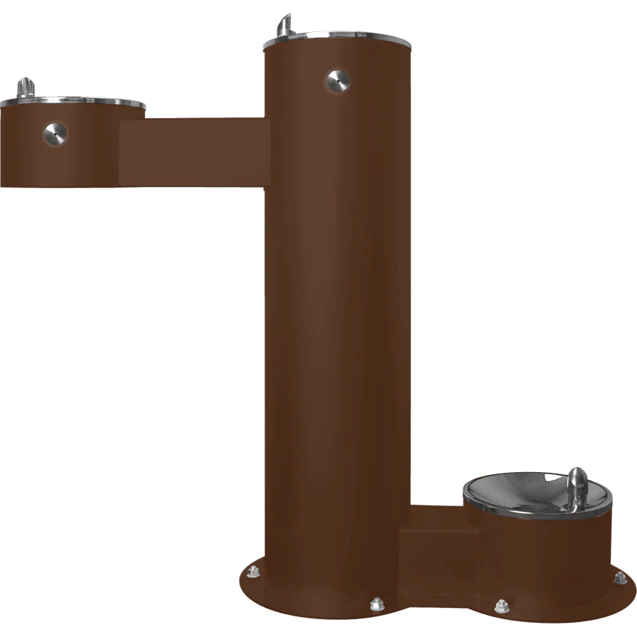 Brown Willoughby Free-standing Double Drinking Fountain Front Access, Adult Height, and Dog Bowl Options Studio Image