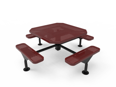Burgundy MyTCoat Nexus Octagon Picnic Table 4 Seat Surface Mount Studio Image