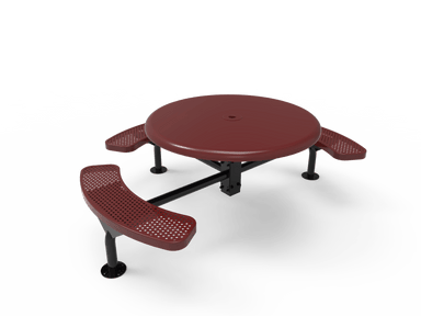Burgundy MyTCoat Solid Top Nexus Picnic Table 3 Seat Accesible Surface Mount Studio Image