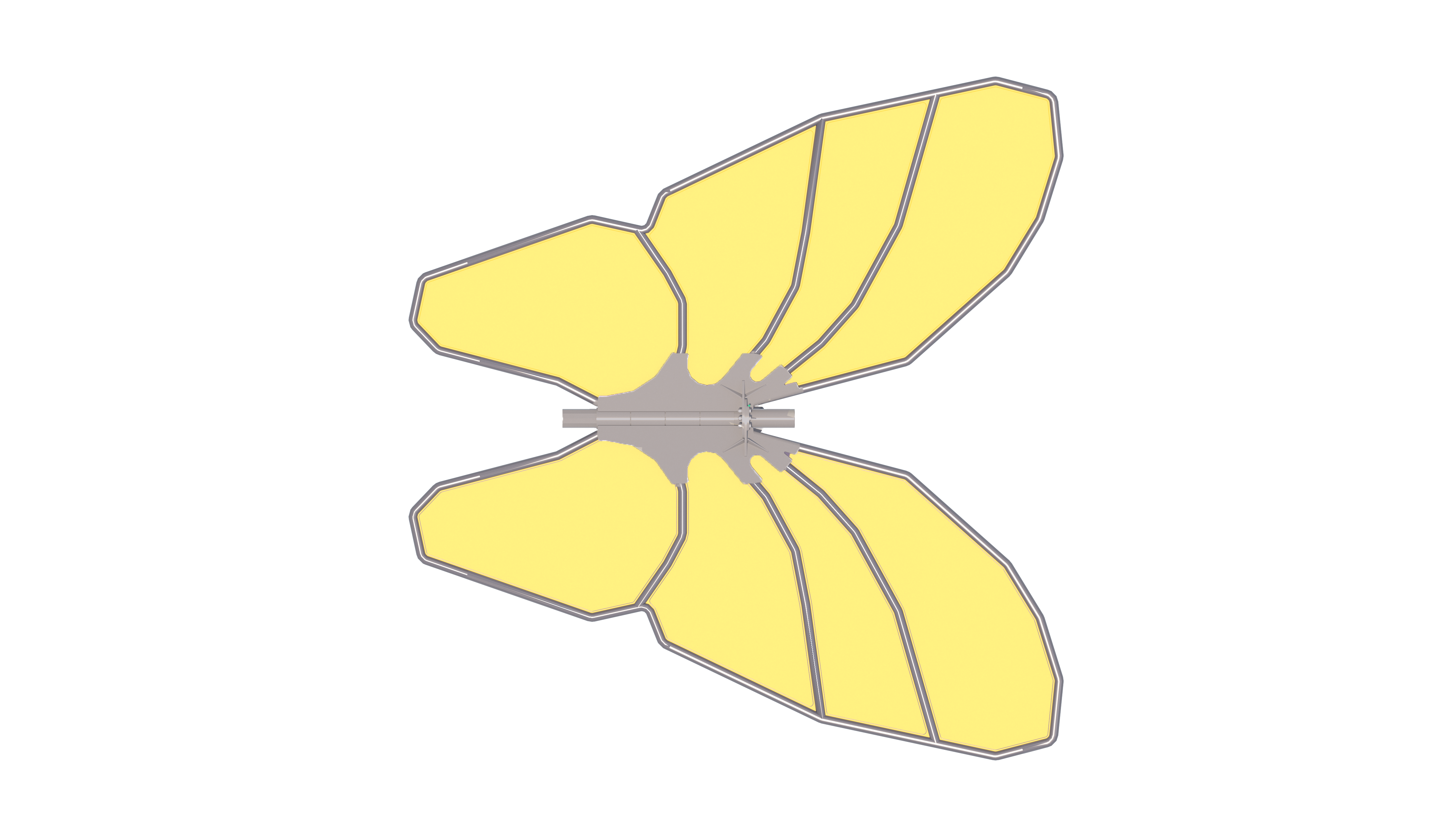 Top view of Yellow USA Shade Butterfly Wings Shade on a white background