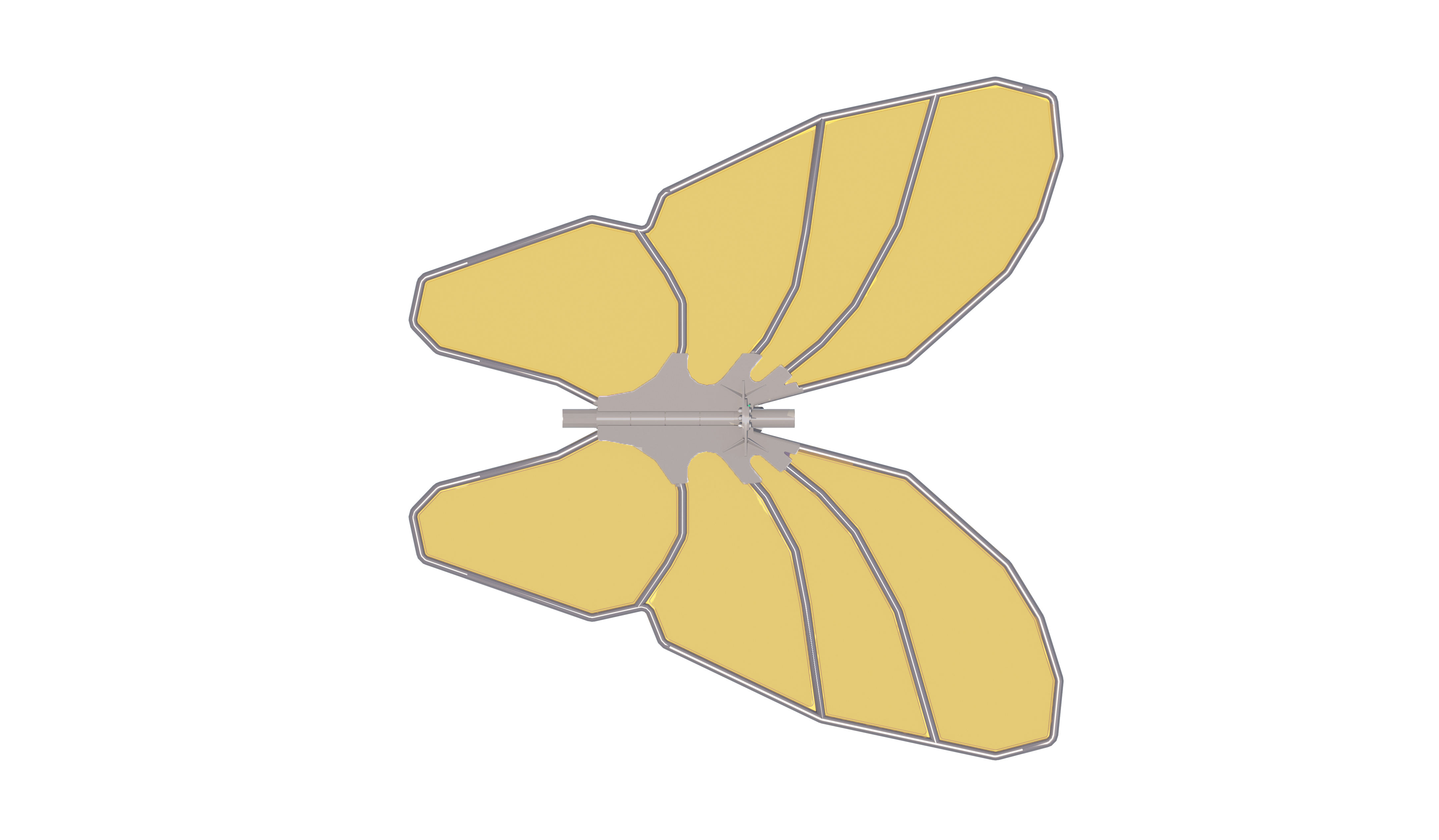 Top view of Yellow USA Shade Butterfly Wings Shade on a white background