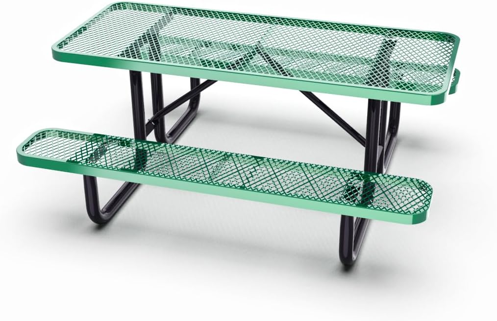 6' Rectangular Picnic Table, Expanded Metal,(72" Long)