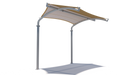  USA Shade Cantilever Arch Walkway with brown canopy and gray pole on a white background