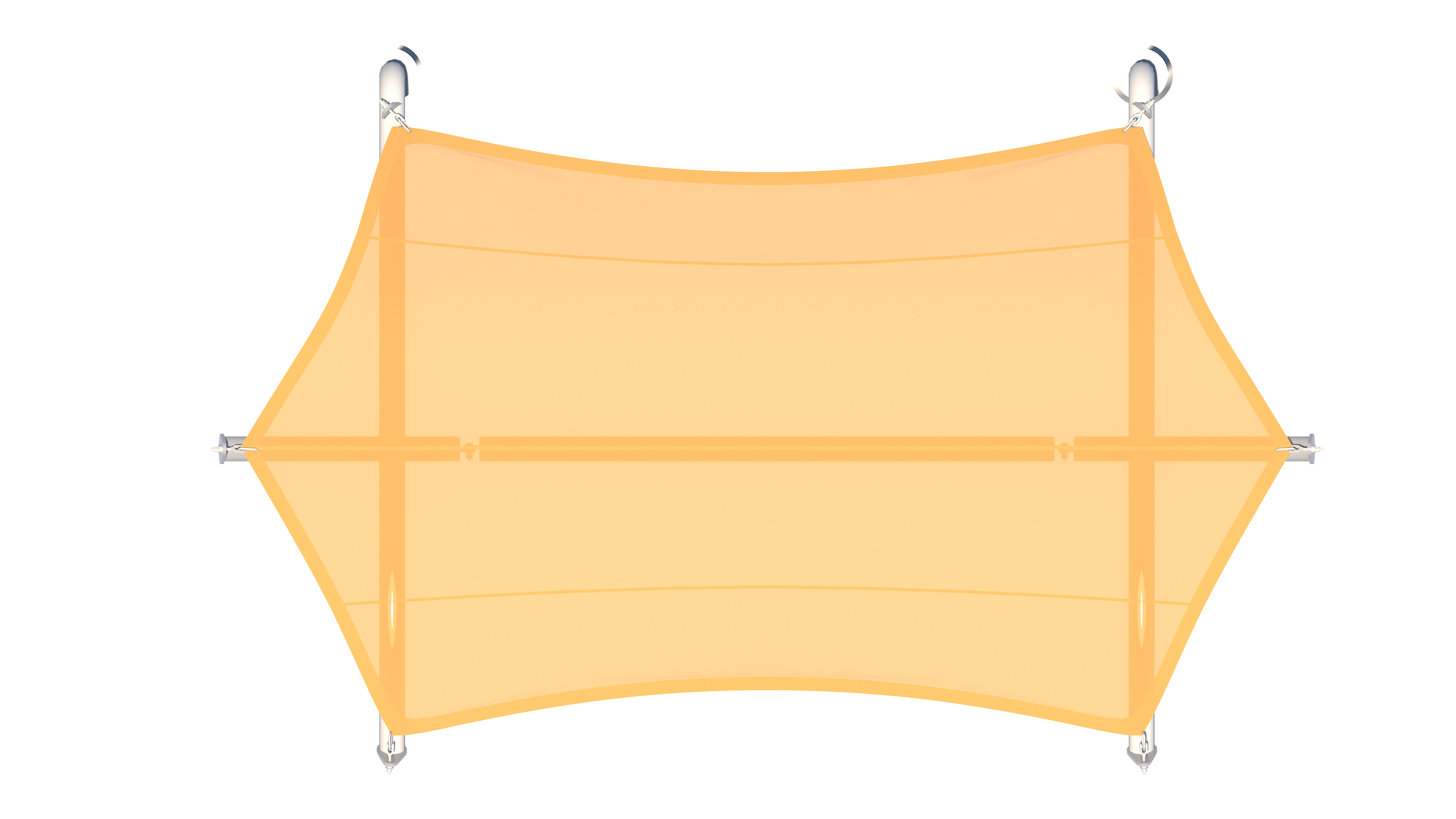 Orange USA Shade Cantilever Arch Walkway with metal Posts on a white background