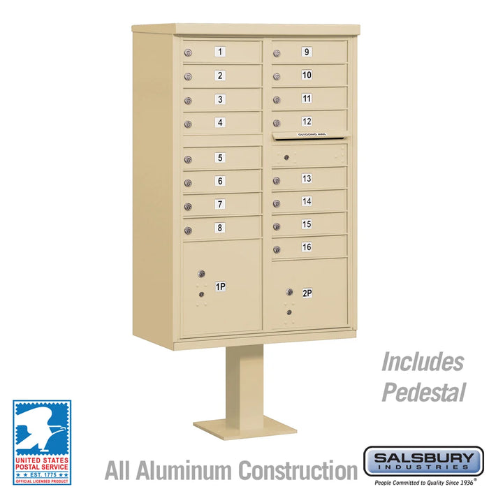 Cluster Mailbox Unit with 16 Doors and 2 Parcel Lockers with USPS Access – Type III