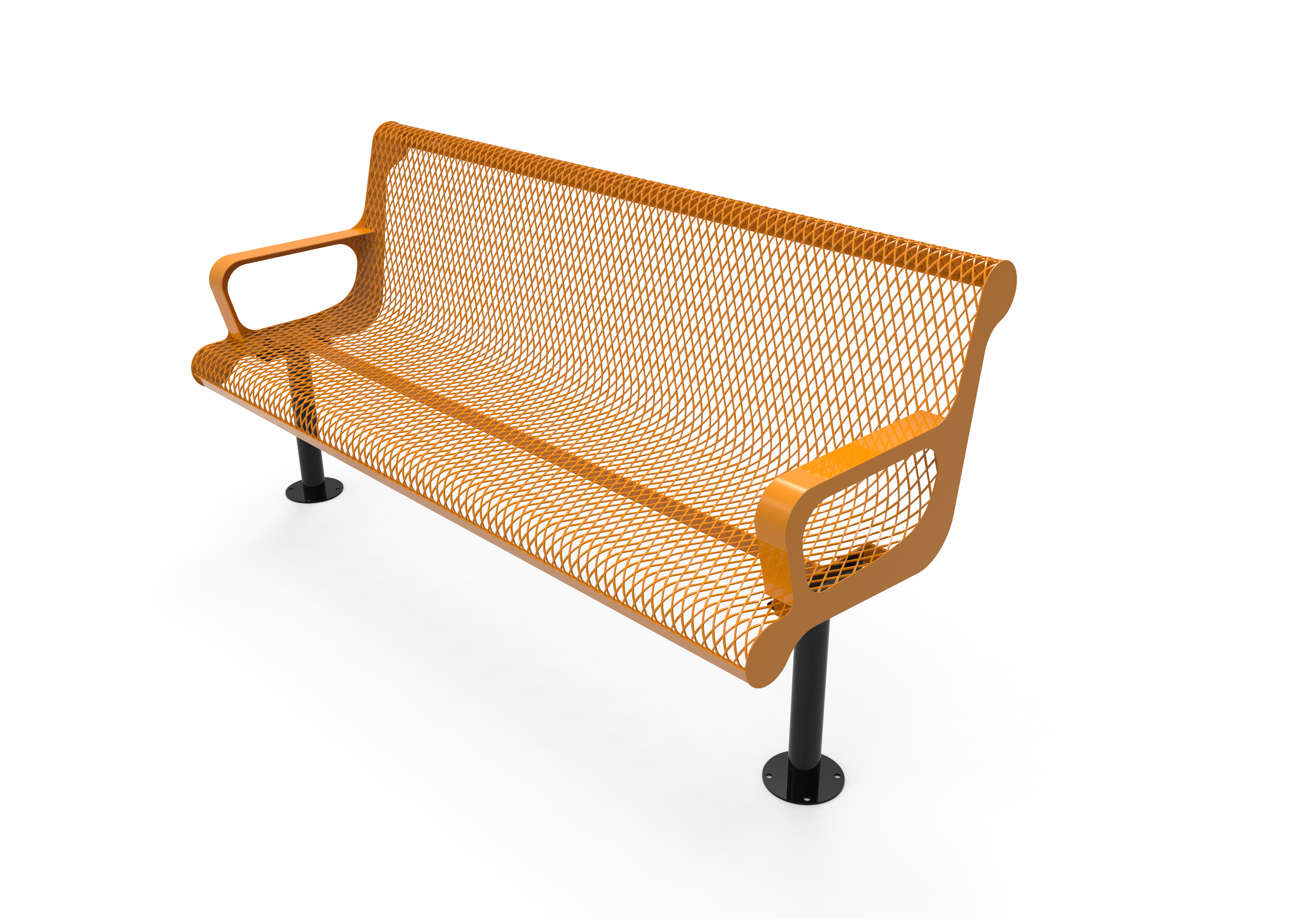 MyTCoat 4' - 6' Contoured Bench with Arm - Expanded Metal - Surface Mount