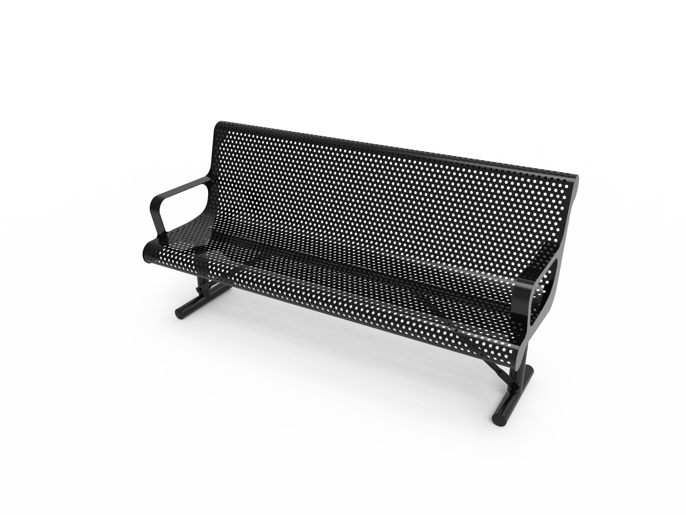 MyTCoat 4' - 6' Contoured Bench with Arm - Punched Steel - Portable