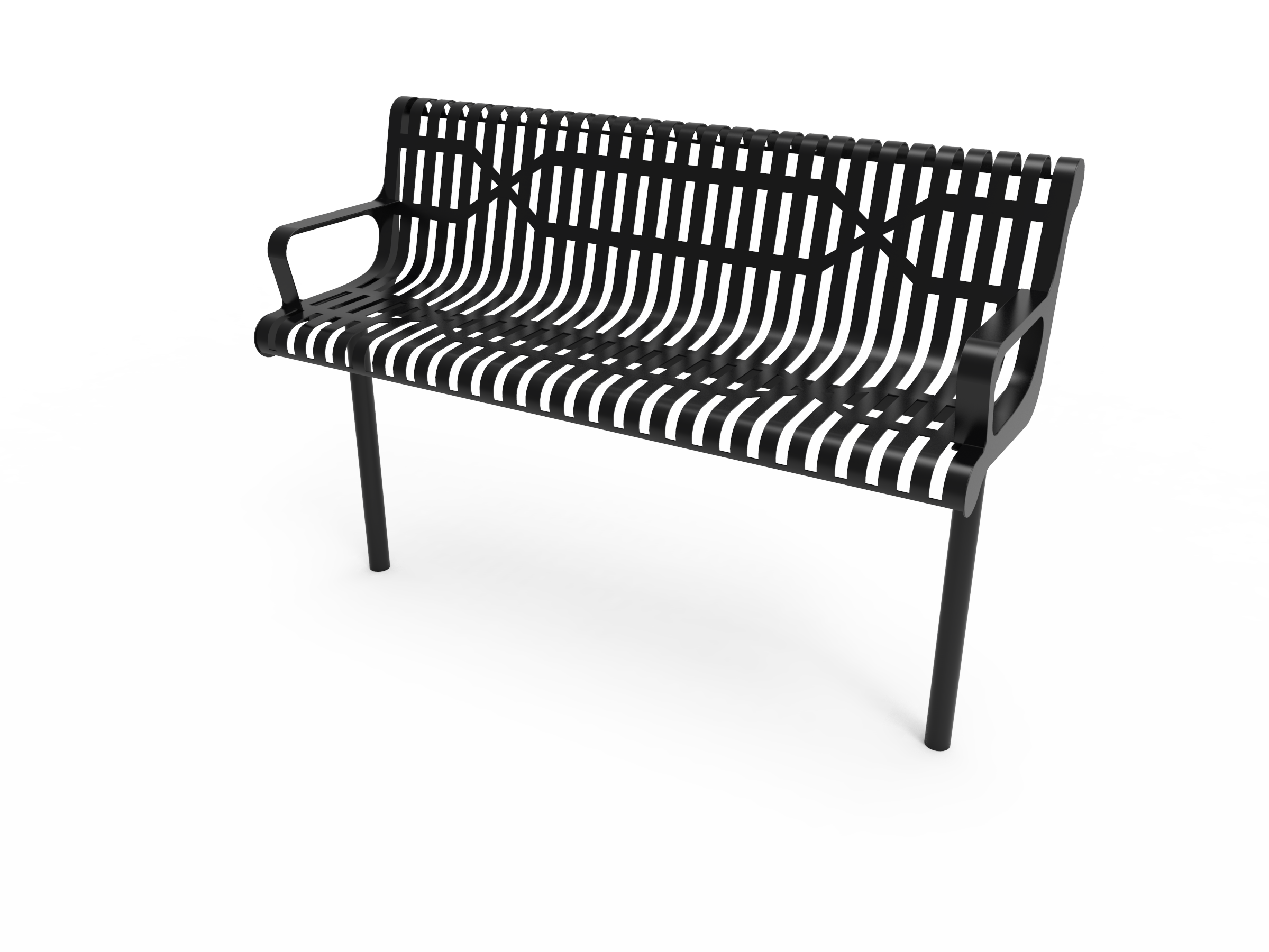 MyTCoat 4' - 6' Contoured Bench with Arm - Slatted Steel - Inground