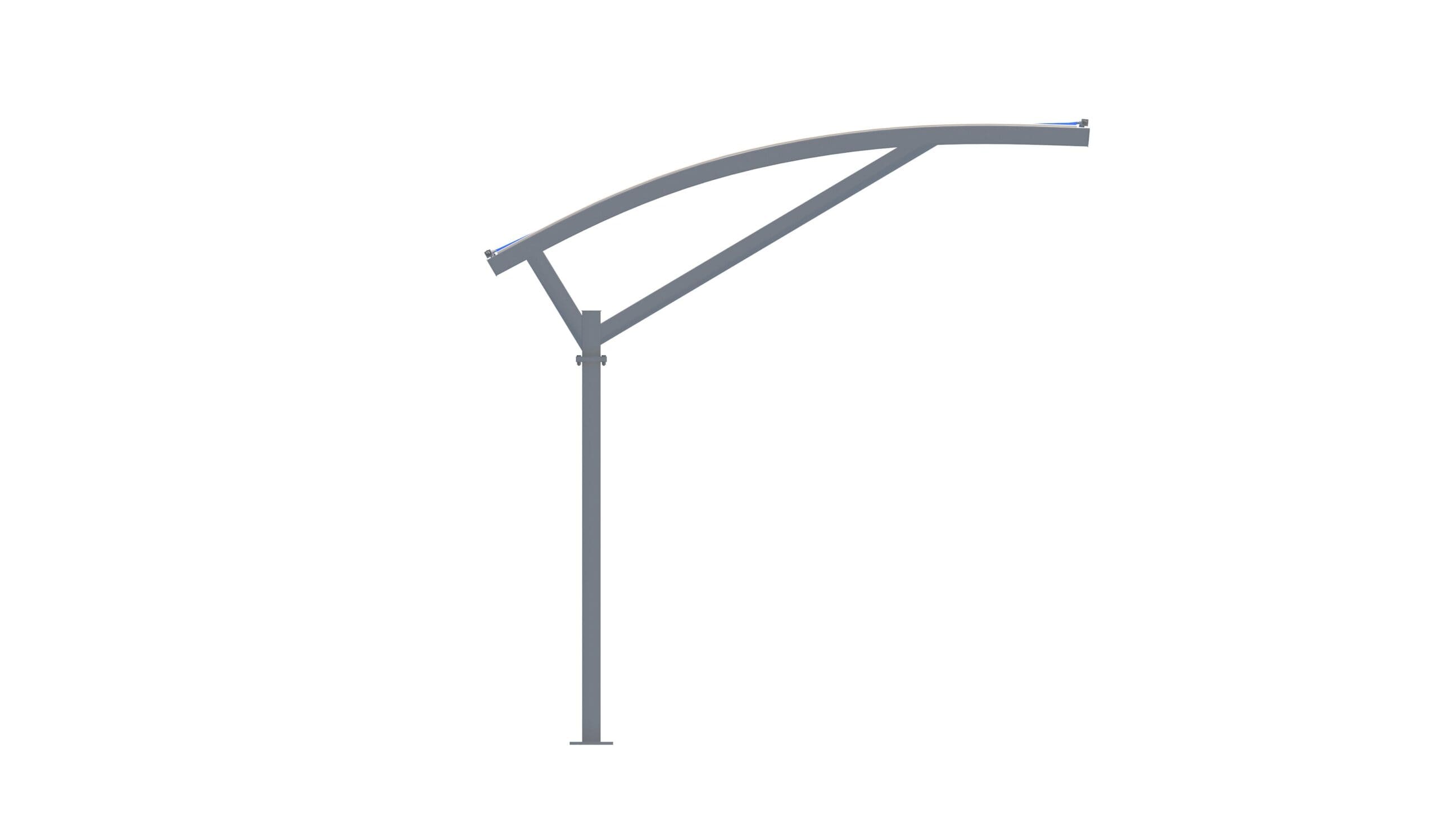 Gray metal USA Shade Eclipse Cantilever structure Side view on a white background