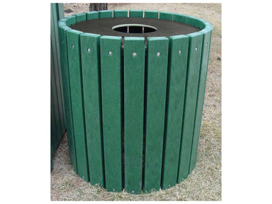 Frog Furnishings Green Heavy Duty 32 Gallon Round Wood Trash Can Environmental Image 