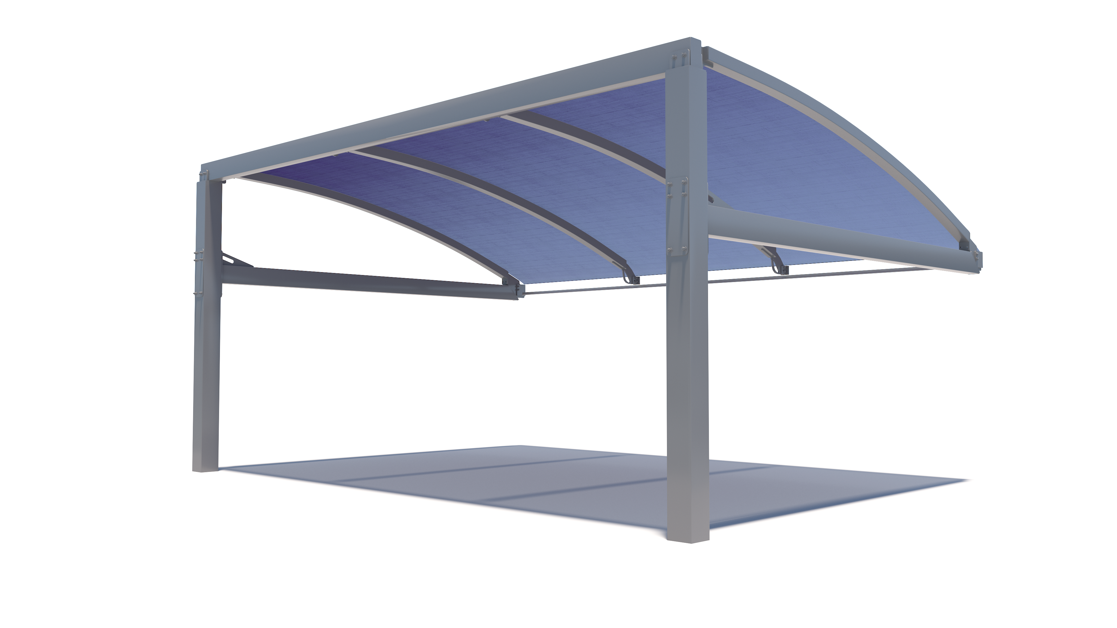 Blue USA Shade Full Arch Cantilever with metal frame on a white background