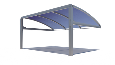 Blue USA Shade Full Arch Cantilever with metal frame on a white background